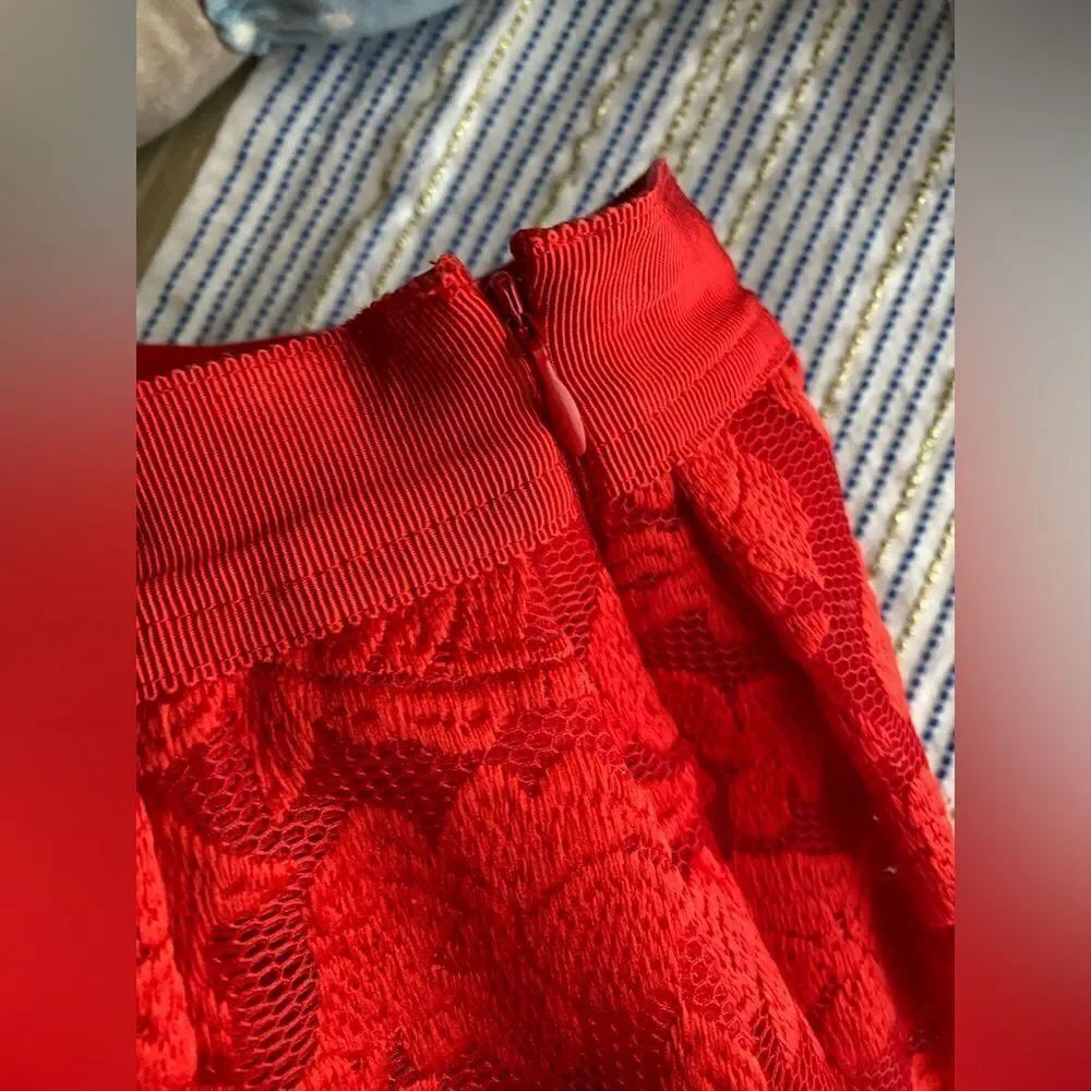 Sandro Mid-length Lace Skirt Red Sz 2 - Picture 8 of 13